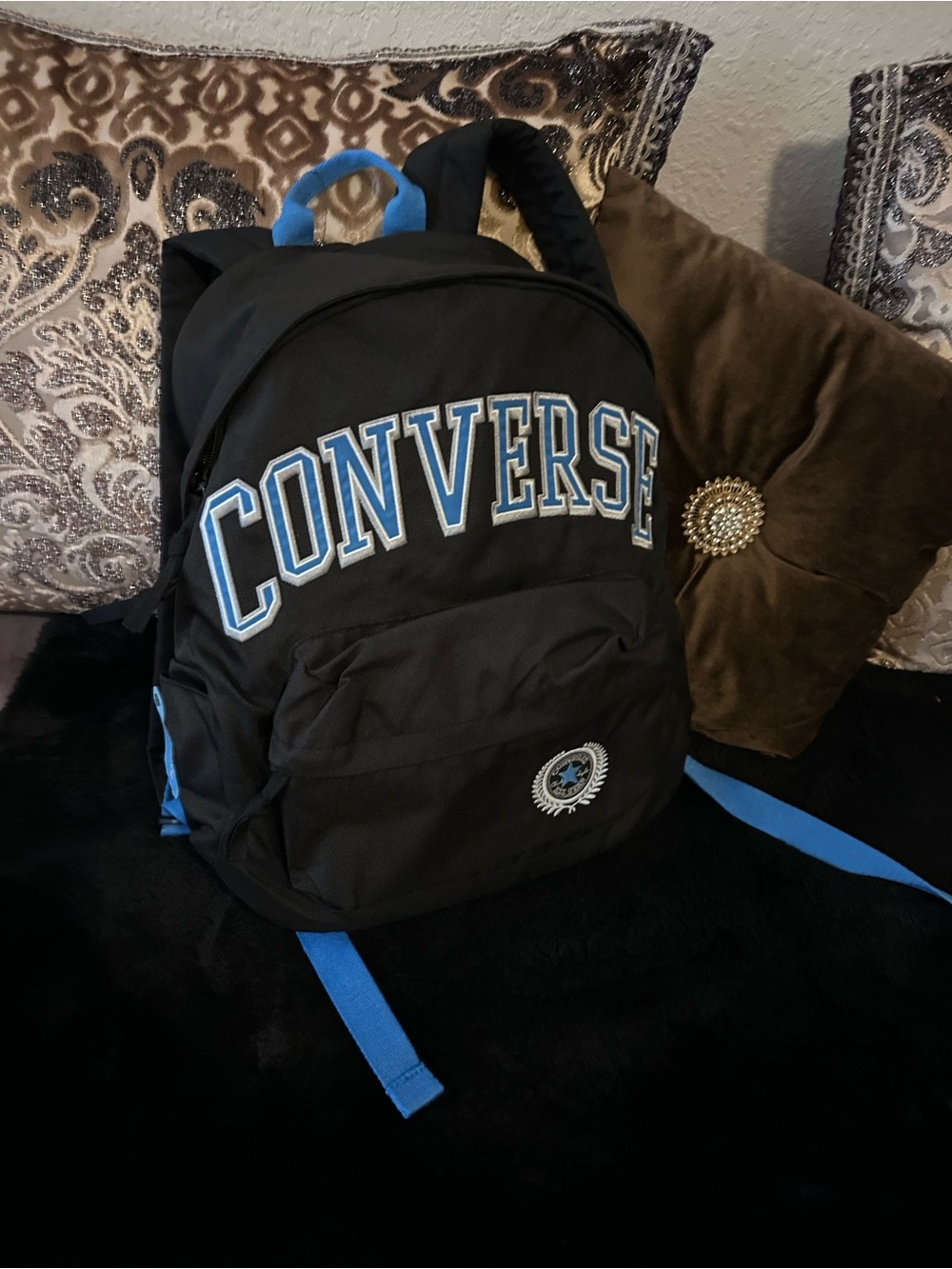 New condition Converse Black and Light Blue Logo Backpack